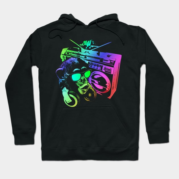 Neon Monkey Boombox Hoodie by Nerd_art